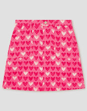 Heart Print Denim Skirt, Pink (PINK), large