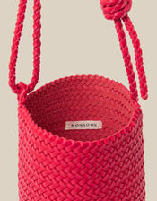 Marnie Woven Faux Leather Shoulder Bag, Red (RED), large