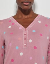 Sabrina Spot Long Pyjamas Set, Pink (BLUSH), large