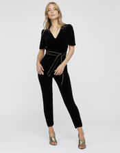 Kimberley Velvet Jumpsuit, Black (BLACK), large