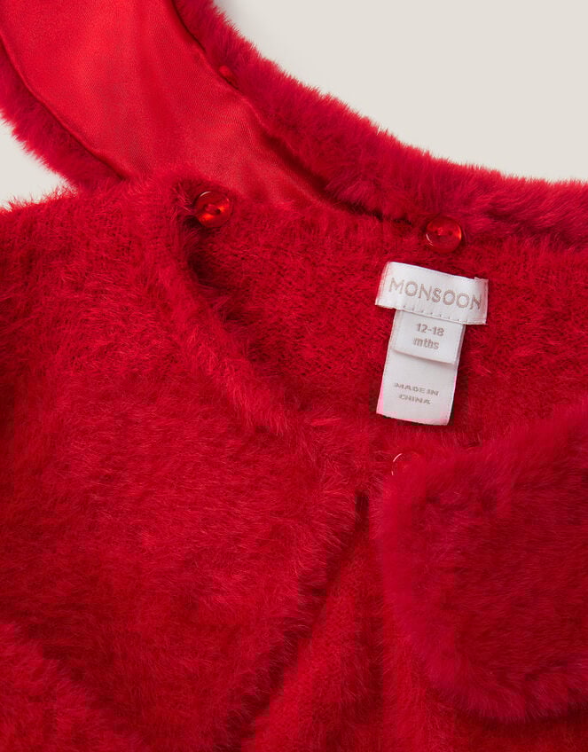 Baby Detachable Collar Fuzzy Cardigan, Red (RED), large