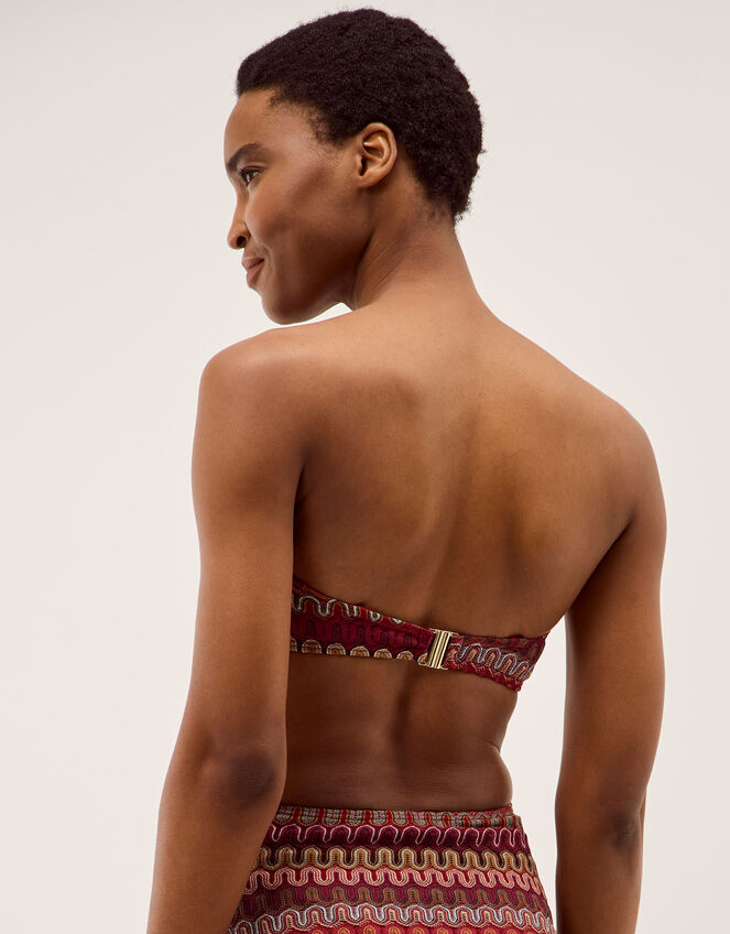 Zaria Knit Bandeau Bikini Top, Red (BURGUNDY), large