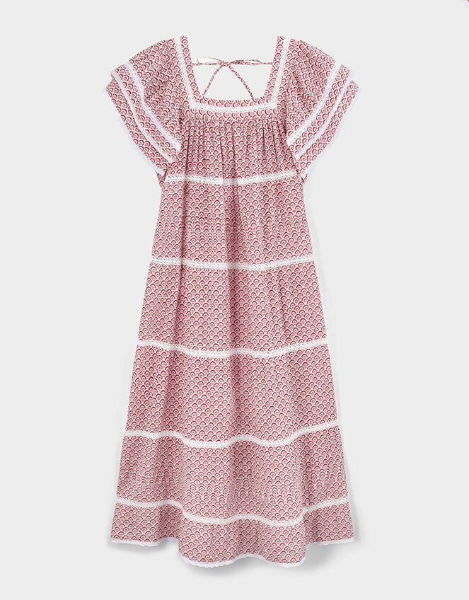 East Alina Printed Floral Lace Insert Dress, Pink (PINK), large