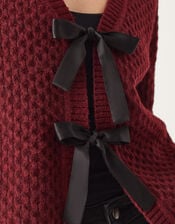 Tina Bow Tie Cardigan, Red (BERRY), large