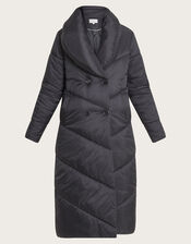 Clara Longline Padded Maxi Coat in Recycled Polyester, Black (BLACK), large