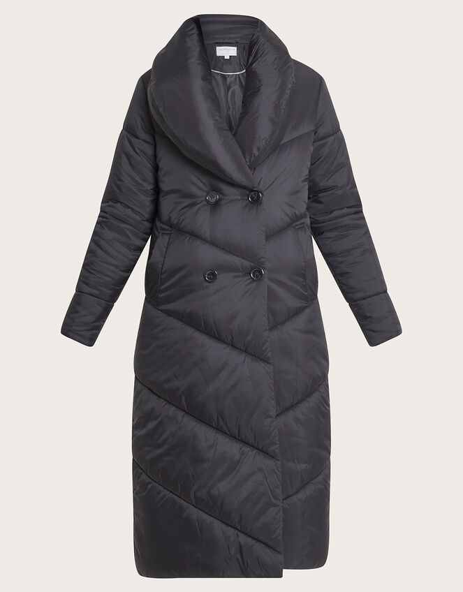 Clara Longline Padded Maxi Coat in Recycled Polyester, Black (BLACK), large