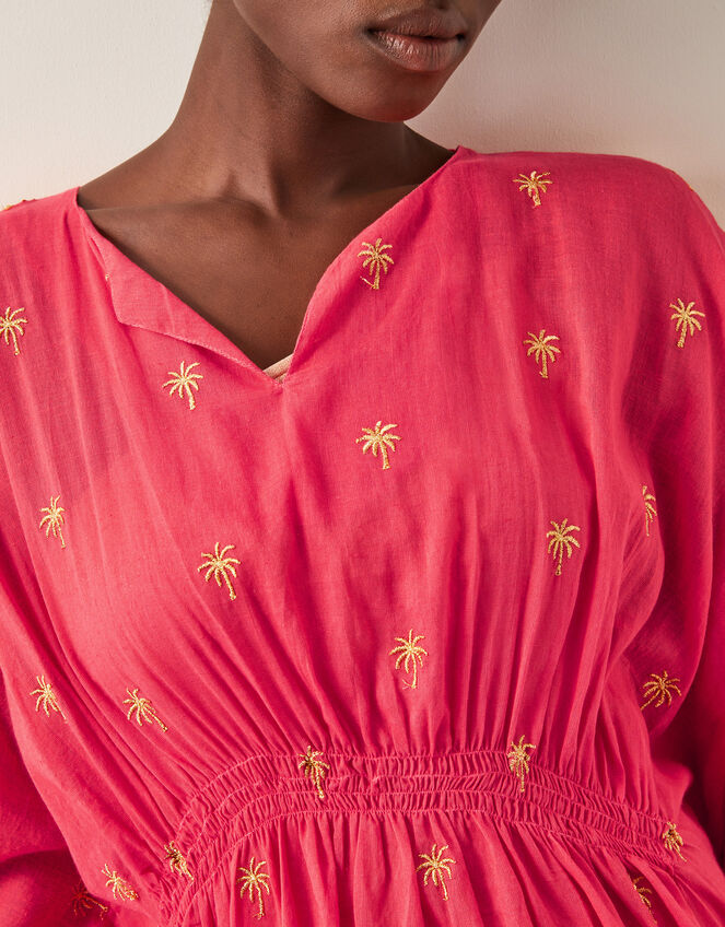 Ivy Palm Embroidered Kaftan, Orange (CORAL), large