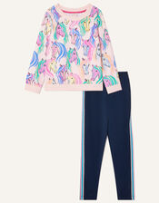 Unicorn Heads Sweatshirt Legging Set , Ivory (IVORY), large