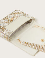Pearl Geometric Embellished Bridal Shoulder Bag, , large