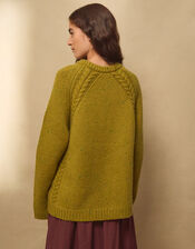 East Ami Cable Knit Jumper, Green (LIME), large