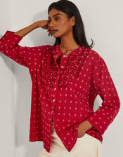 Poppy Ruffle Print Blouse, Red (RED), large