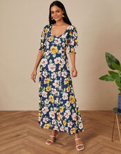 Ricki Lean Ruffle Dress in Sustainable Viscose, Blue (NAVY), large
