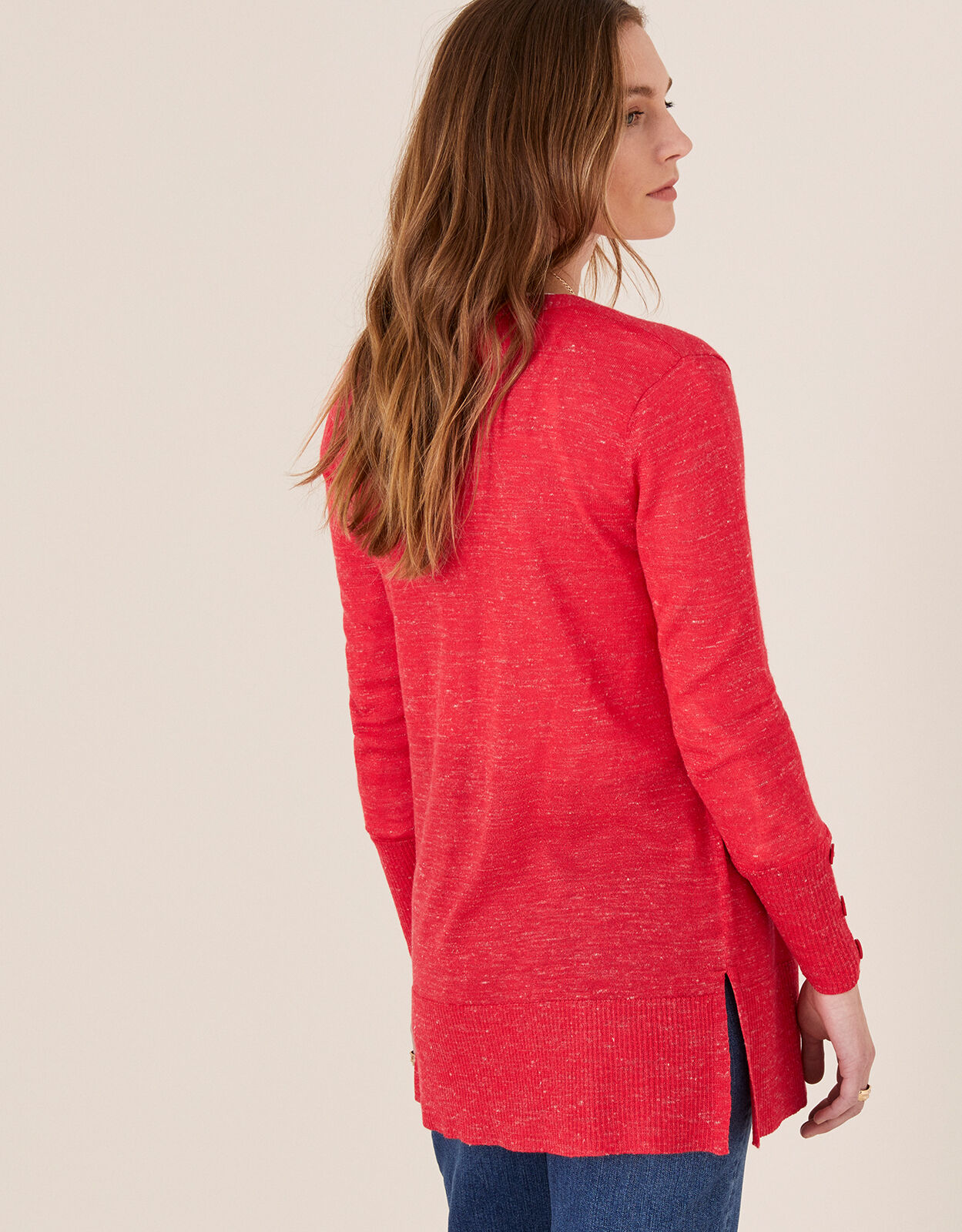 Red on sale linen cardigan