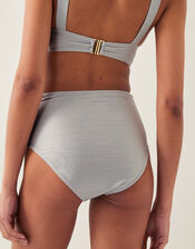 Kiki Glitter High Waist Bikini Bottom, Silver (SILVER), large