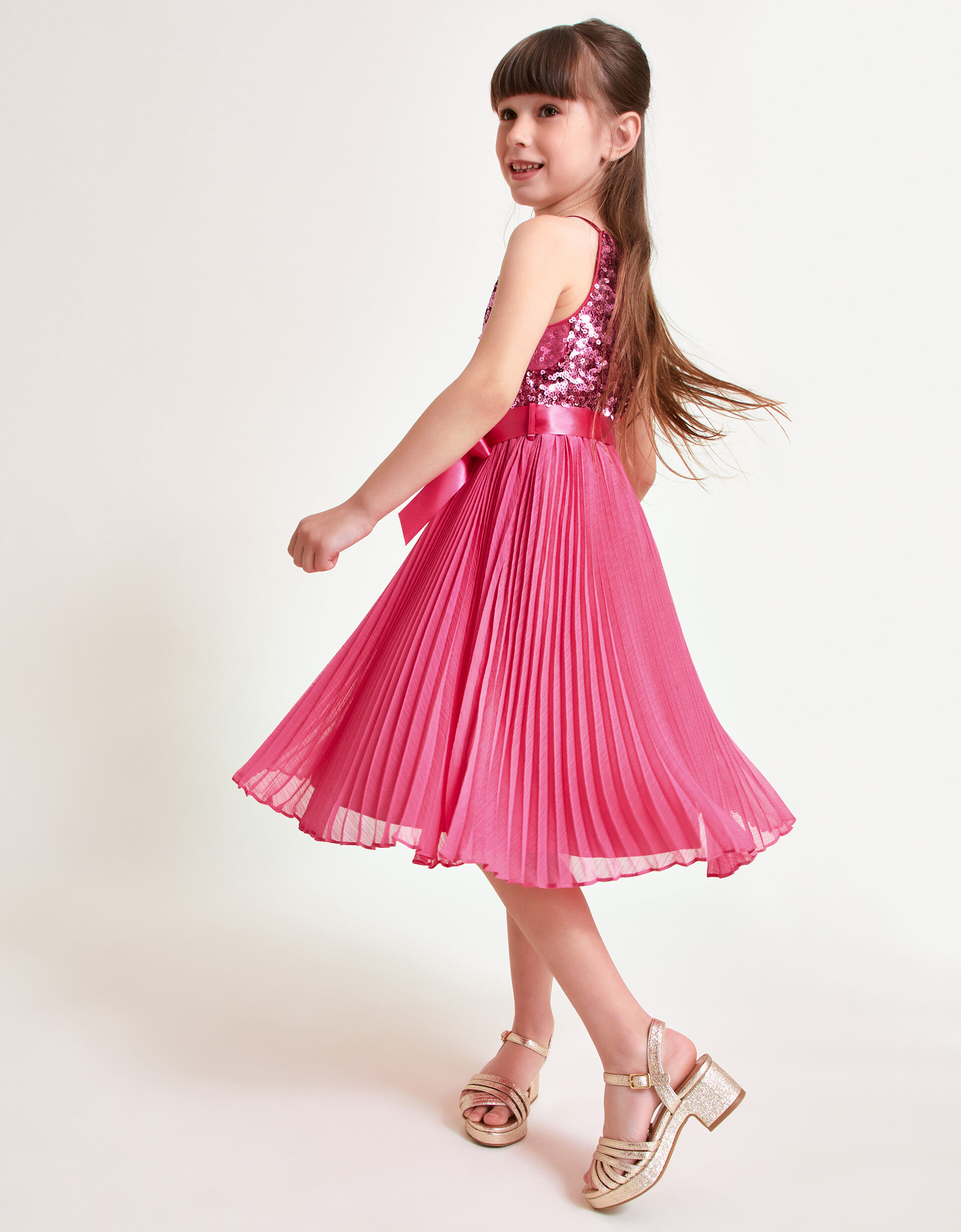 Sequin Pleated Truth Dress Pink Eid Collection Monsoon Global