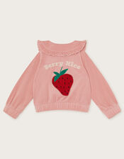Frill Collar Velour Bomber Jacket, Pink (PALE PINK), large