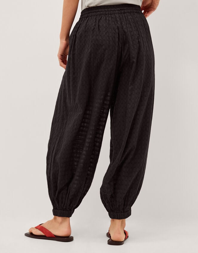 Nora Textured Cotton Balloon Trousers, Black (BLACK), large
