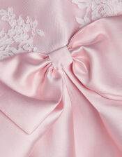 Baby Juniper Satin Lace Bow Bridesmaid Dress, Pink (PINK), large