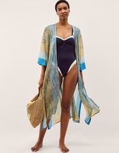 Ava Crochet Beach Cover Up, Blue (BLUE), large