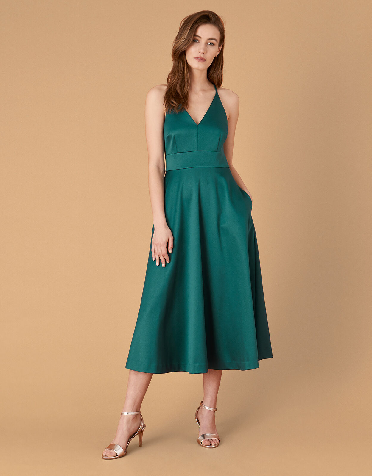 Stevie Structured Cross Strap Midi Dress Teal
