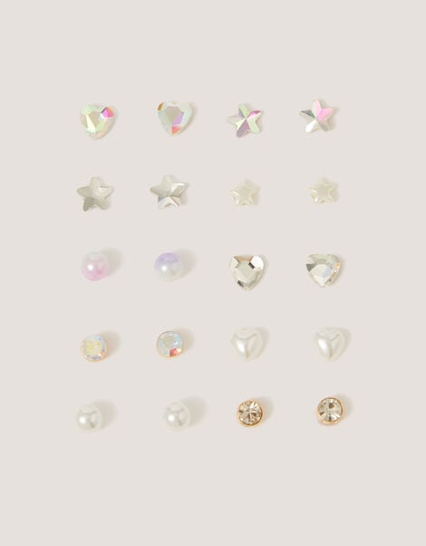 10-Pack Star & Heart Stud Earrings, , large
