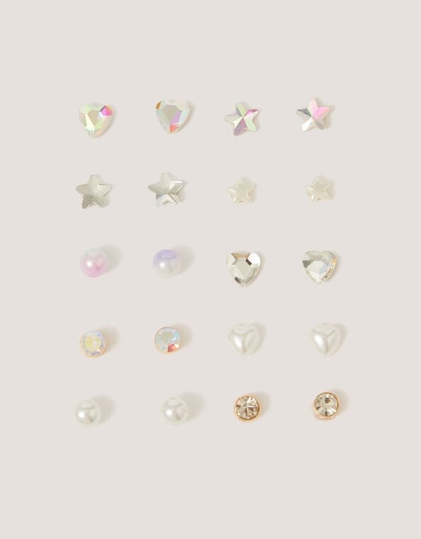 10-Pack Star & Heart Stud Earrings, , large