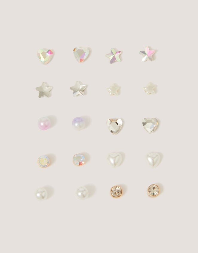 10-Pack Star & Heart Stud Earrings, , large