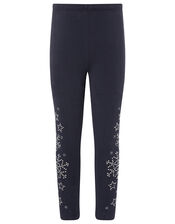 Embellished Snowflake Leggings, Blue (NAVY), large