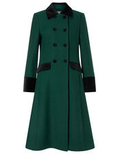 Opera Skirted Coat in Wool Blend, Green (GREEN), large