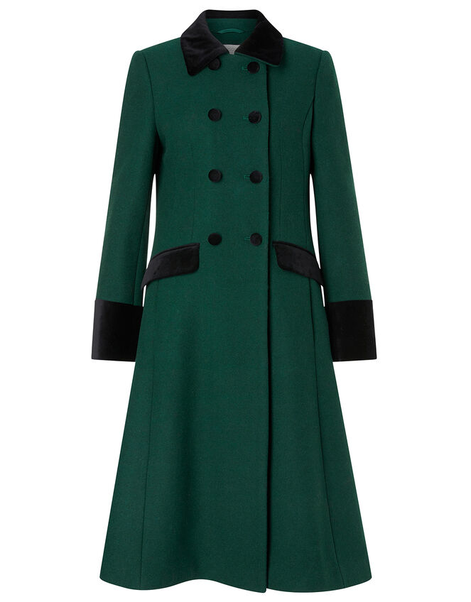 Opera Skirted Coat in Wool Blend, Green (GREEN), large