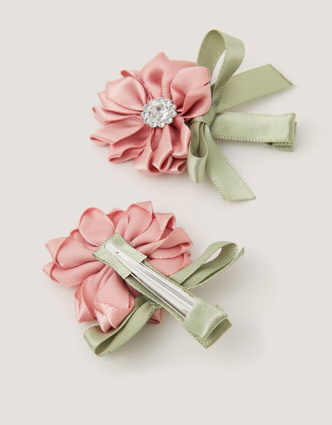 2-Pack Satin Flower Hair Clips, , large