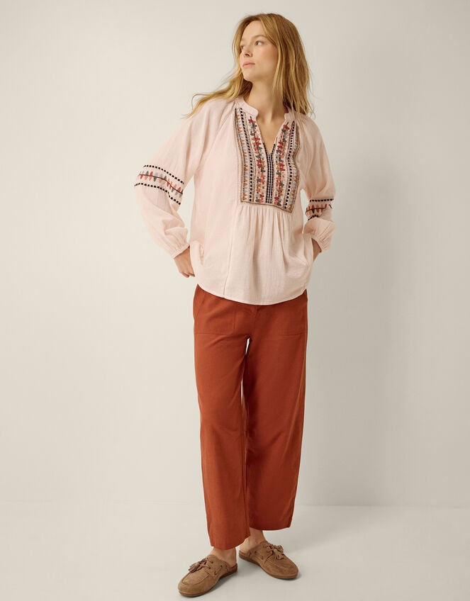 Aoife Geometric Embroidered Top, Pink (BLUSH), large