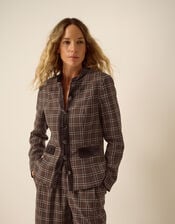 Gracie Check Print Jacket, Brown (BROWN), large