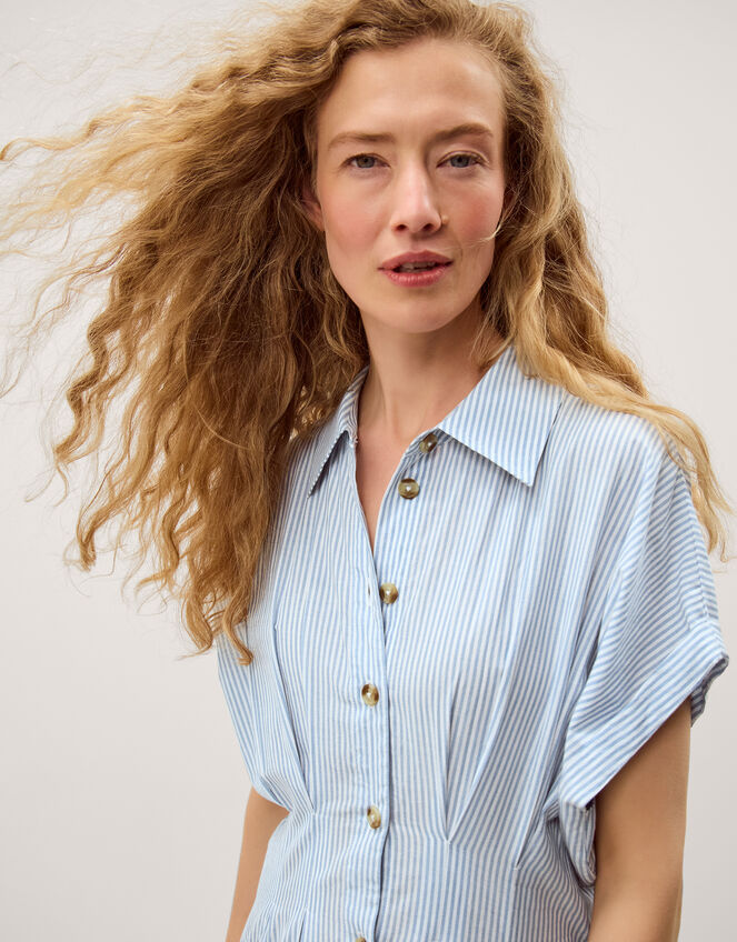 Dory Stripe Midi Shirt Dress, Blue (BLUE), large