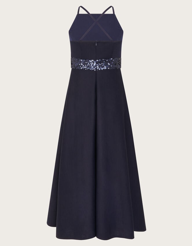 Strappy Sequin High-Low Prom Dress, Blue (NAVY), large