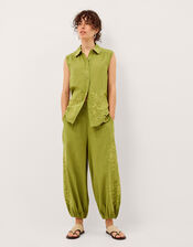 Effie Sleeveless Embroidered Shirt, Green (GREEN), large