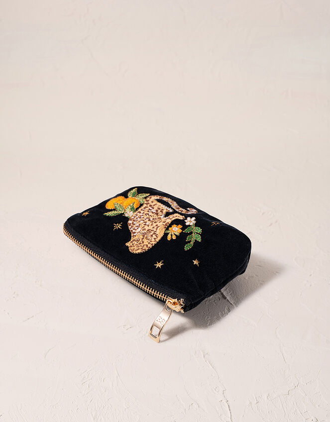 Elizabeth Scarlett Jungle Jaguar Velvet Coin Purse, , large