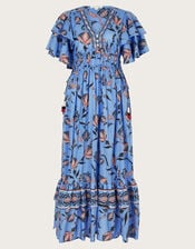 Clara Frill Dress, Blue (BLUE), large