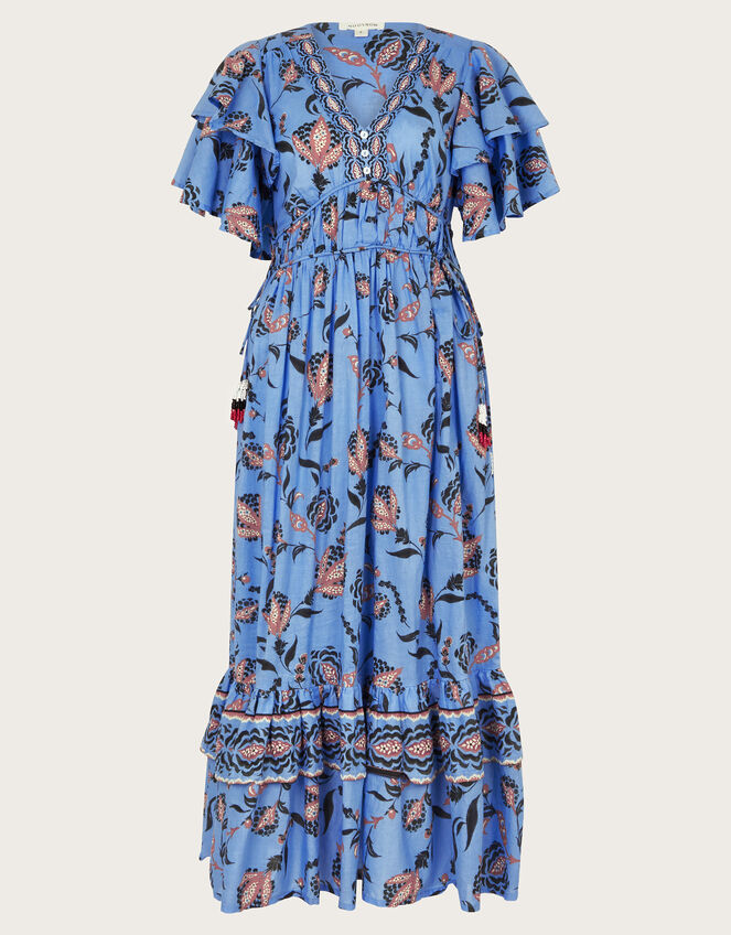 Clara Frill Dress, Blue (BLUE), large