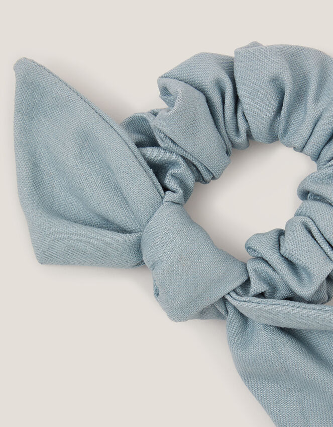 Denim Bow Hair Scrunchie, , large