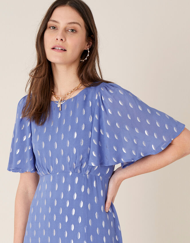 Ann Metallic Spot Maxi Dress, Blue (BLUE), large