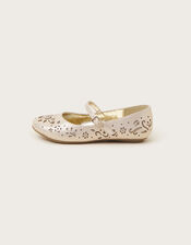 Cutwork Ballet Flats, Gold (GOLD), large