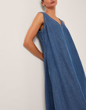 Sara Sleeveless Denim Maxi Dress, Blue (MID AUTHENTIC BLUE), large
