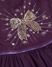 Embellished Bow Disco Dress, Purple (PURPLE), large