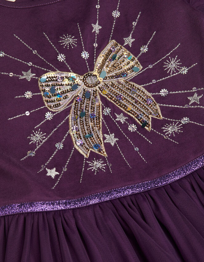 Embellished Bow Disco Dress, Purple (PURPLE), large