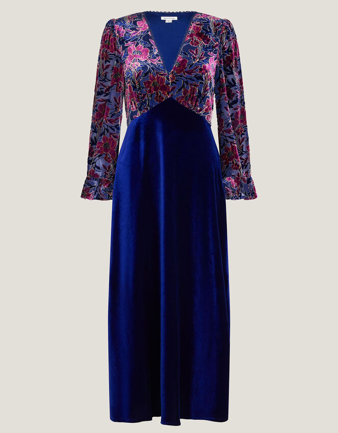 Milena Floral Devoré Velvet Midi Dress, Purple (PURPLE), large
