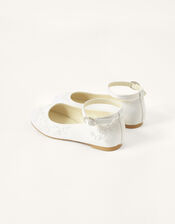 Embroidered Communion Ballerina Flats, White (WHITE), large