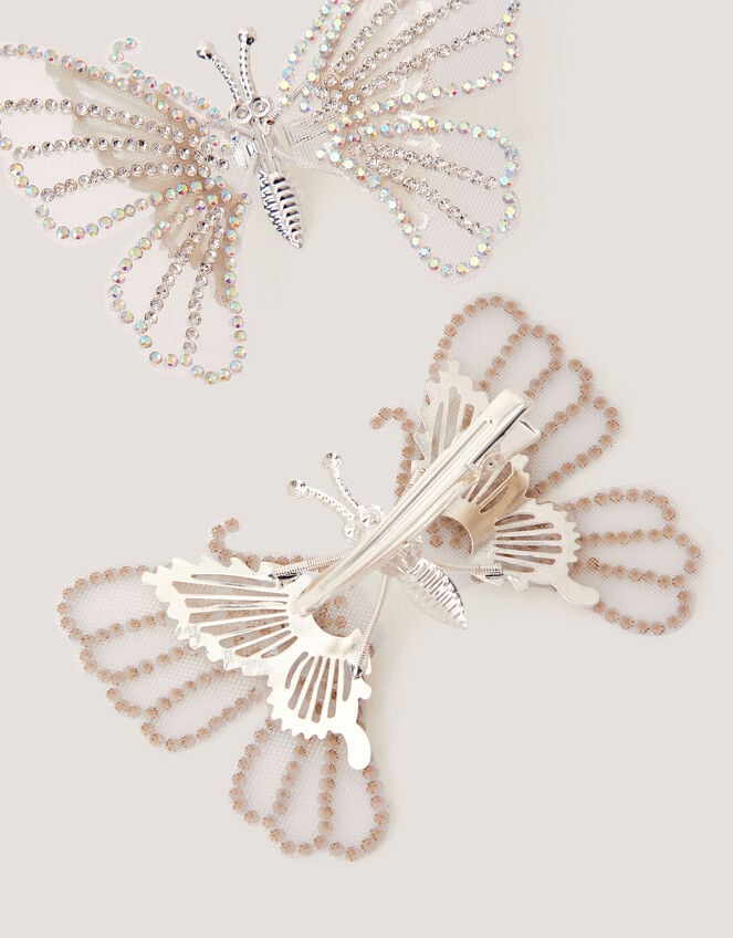 2-Pack Rhinestone Spring Butterfly Hair Clips, , large