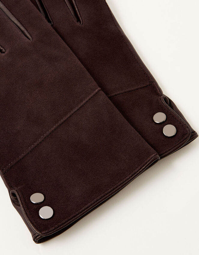 Leather and Suede Gloves, Brown (CHOCOLATE), large