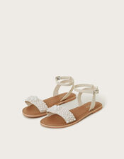 Pearl Bead Strappy Sandals, Ivory (IVORY), large
